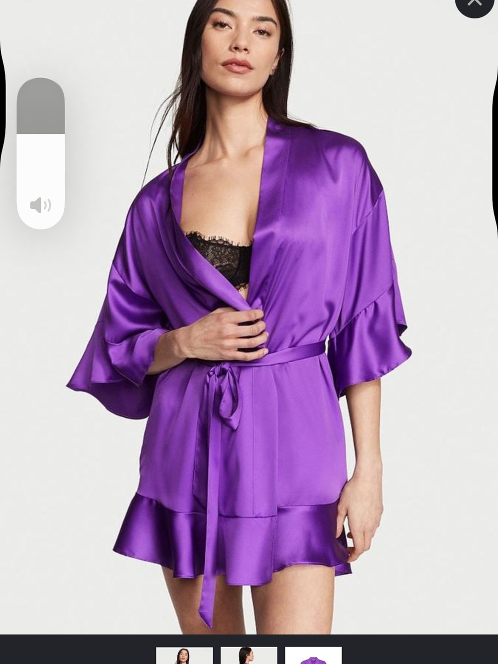 Victoria's Secret Vibrant Purple Satin Kimono Robe with Tie Belt